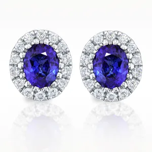 0.59ct Sapphire And Diamond White Gold Earrings