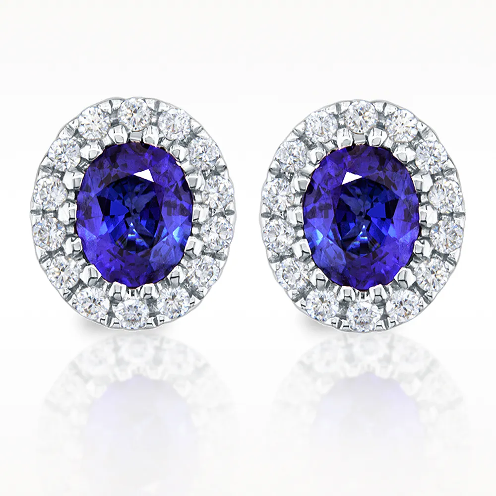 0.59ct Sapphire And Diamond White Gold Earrings