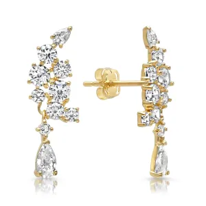 14k Yellow Gold Multi Cubic Zirconia Earring