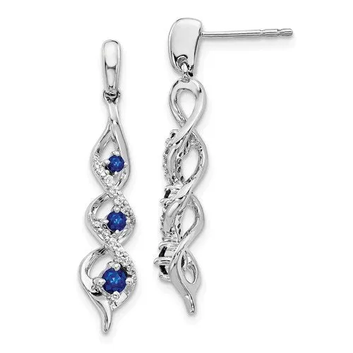 14KT GOLD 0.43 CTW SAPPHIRE & 0.12 CTW DIAMOND DANGLE TWIST EARRINGS