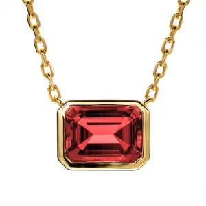 2ct Ruby Emerald Shaped Necklace - 18ct Gold