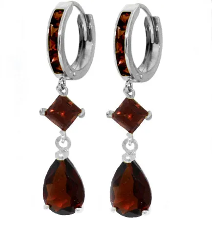 5.62 Carat 14K Solid Yellow Gold Huggie Earrings Dangling Garnet