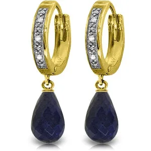 6.64 Carat 14K Solid Yellow Gold Tres Chic Sapphire Diamond Earrings