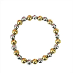 6mm Or 8mm Silver/Gold Beaded Bracelet