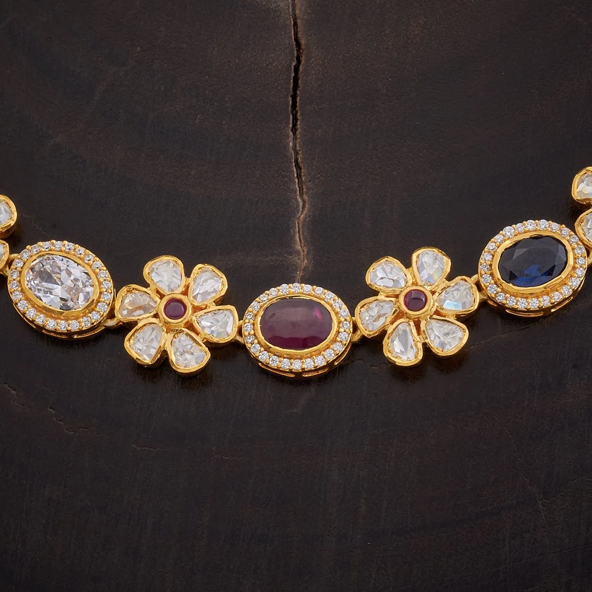 92.5 Silver Kundan Necklace 148163