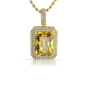 .925 Sterling Silver Double Bling Canary Gem Gold Pendant