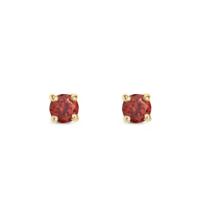 9ct Yellow Gold 3mm Claw Set Garnet Stud Earrings 0.3ct