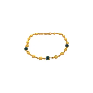 9ct Yellow Gold Silver Infused Ball and Evil Eye Bracelet