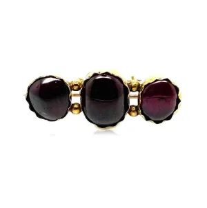 Antique Victorian Foil Backed Glass Garnet 15ct Gold Brooch