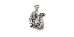 Basset Hound Angel Pendant Jewelry Sterling Silver Handmade Dog Pendant BAS5-AP