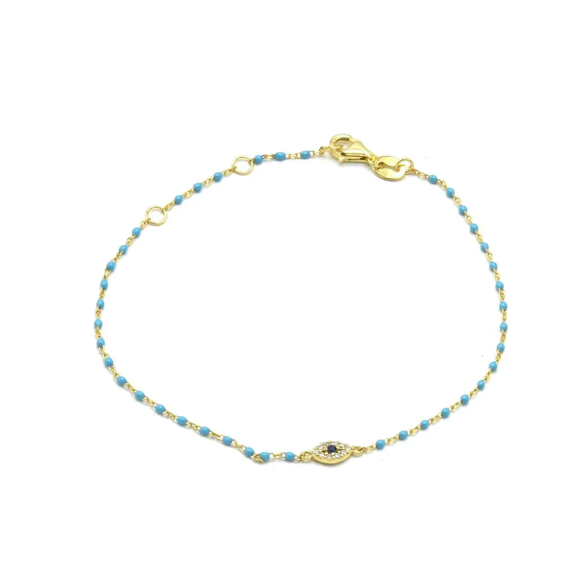 Beaded Evil Eye Bracelet 14k Gold Plated Sterling Silver 925 Colorful Luxury Friendship Bracelets - KESLEY