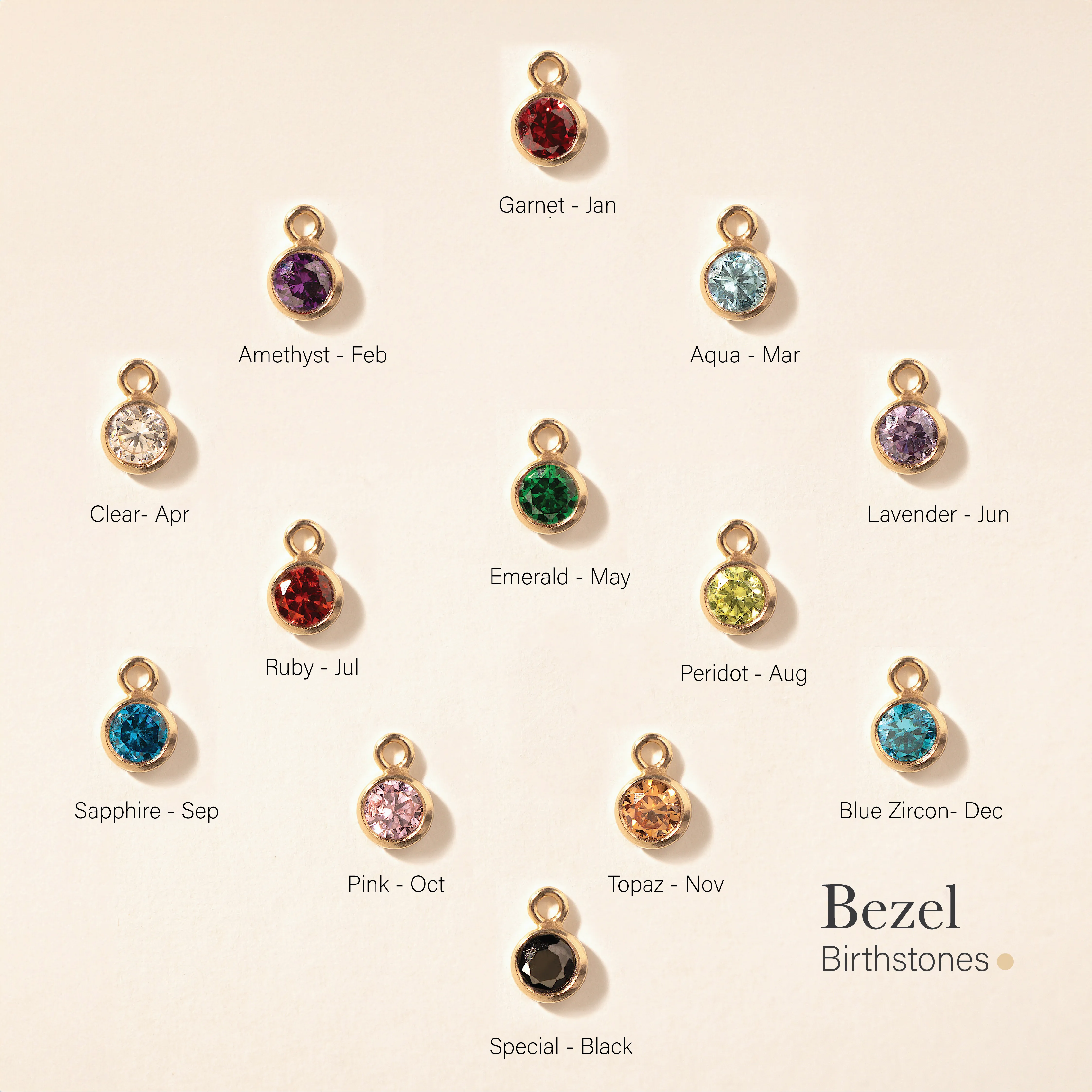 Bezel Birthstones Charms Add On