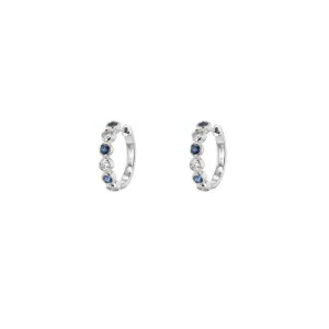 Blue Sapphire & Diamond Hoop Earrings