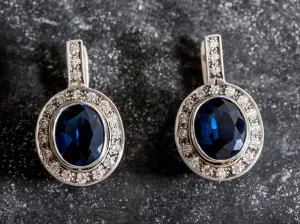 Blue Sapphire Earrings - Vintage Sapphire Earrings - Blue Drop Earrings