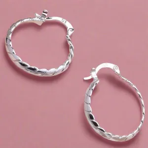 Braid Motif Silver Hoop Earrings for Women by Feshionn iOBI