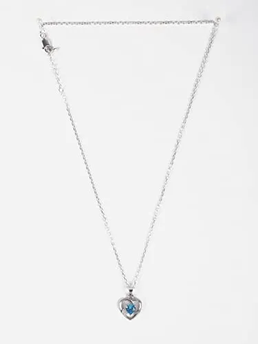 Clara 925 Sterling Silver Heart Pendant Chain Necklace | Rhodium Plated, Swiss Zirconia | Gift for Women and Girls