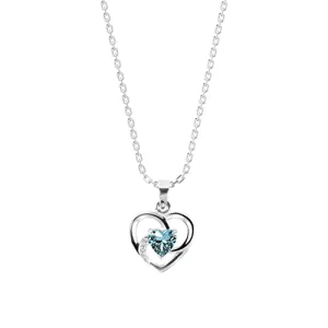 Clara 925 Sterling Silver Heart Pendant Chain Necklace | Rhodium Plated, Swiss Zirconia | Gift for Women and Girls