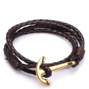 Classy Men Anchor Leather Bracelet - 3 Styles