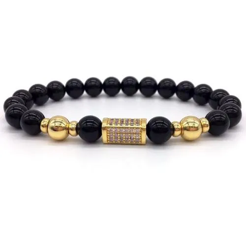 Classy Men Rose Gold/Black Bar Bracelet