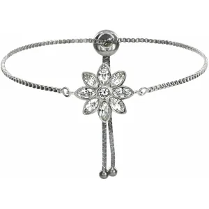 Crystal Flora in Rhodium 4.5" Austrian Crystal Drawstring Bracelet