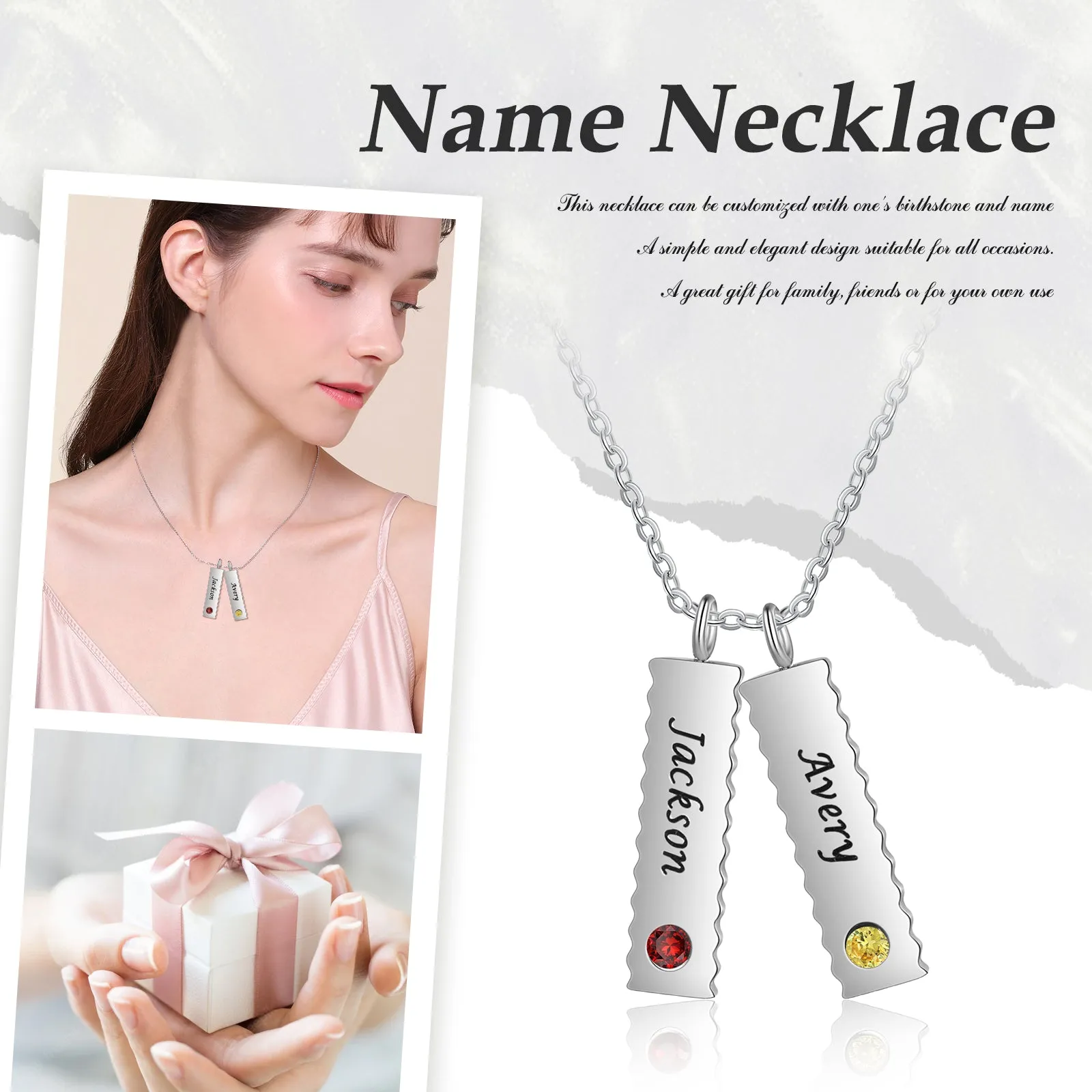 Custom Name Birthstone Necklace