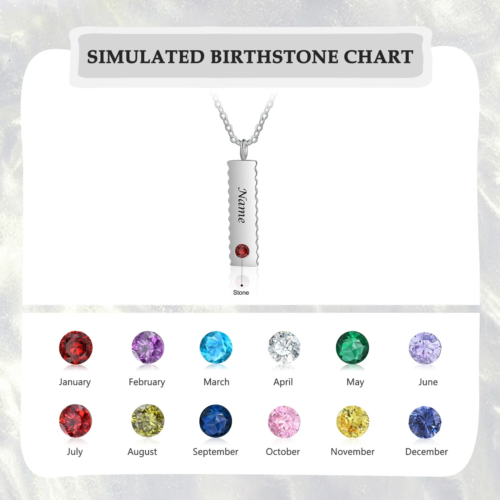 Custom Name Birthstone Necklace