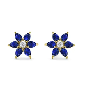 Daffodil Garden Sapphire and Diamond Stud Earrings