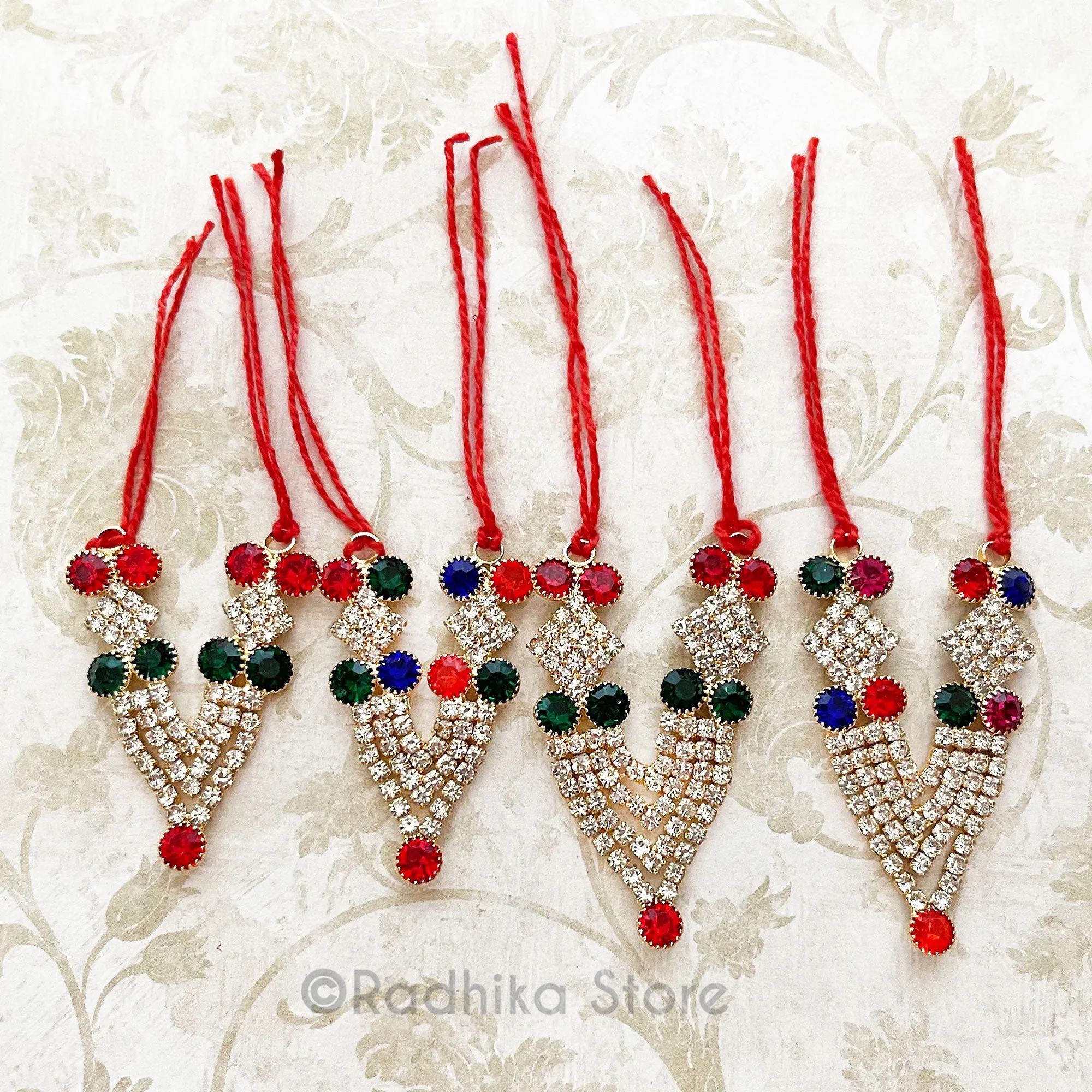 Diamonds Are For Krishna - Emerald Ruby or Multi Color -  Multi Strand Rhinestone Deity Necklace