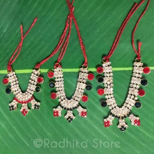 Docks of Kusum Sarovar Emerald Ruby Rhinestone - Deity Necklace