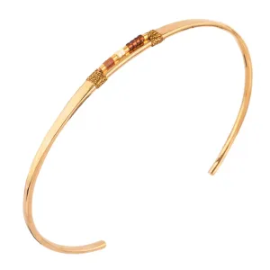 Elegant Brown Japanese Bead Bangle by Satellite Paris