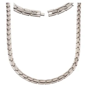 Elegant Titanium Magnetic Therapy Necklace - Unisex - Width: .35in, Solid / Silver