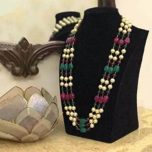 Emerald Ruby Pearl Set