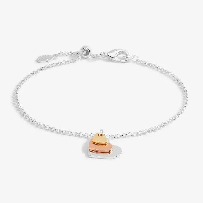 Florence Graduating Hearts Silver Rose Gold And Gold 19cm Bracelet 6394