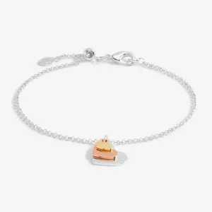 Florence Graduating Hearts Silver Rose Gold And Gold 19cm Bracelet 6394