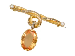 French Imperial Topaz 18k Gold Brooch