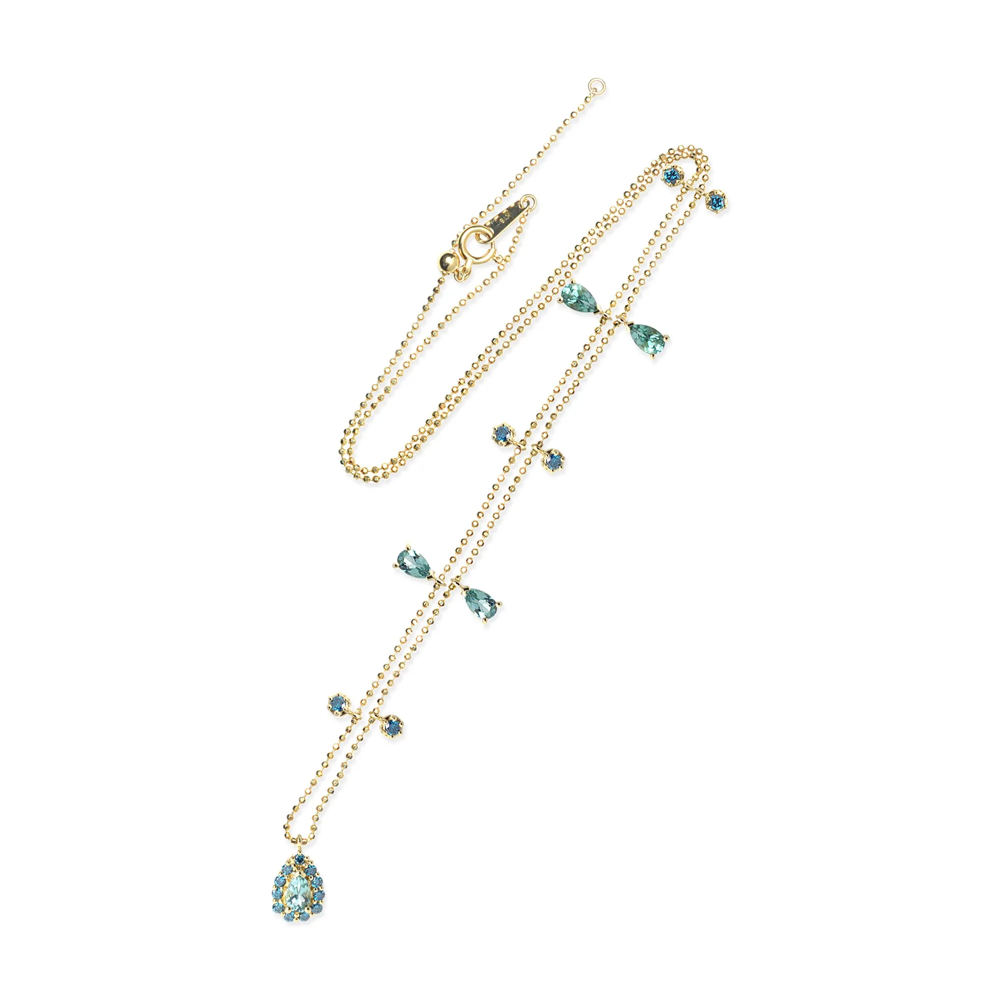 Gemstone 18K Teardrop Charm Necklace