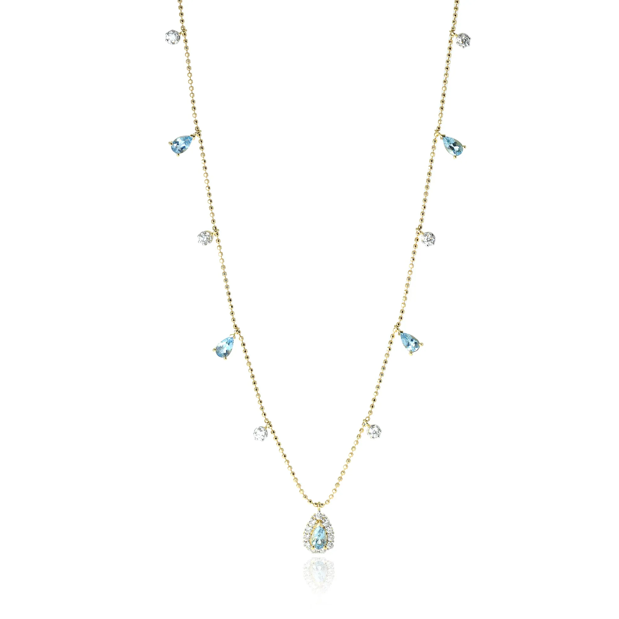 Gemstone 18K Teardrop Charm Necklace