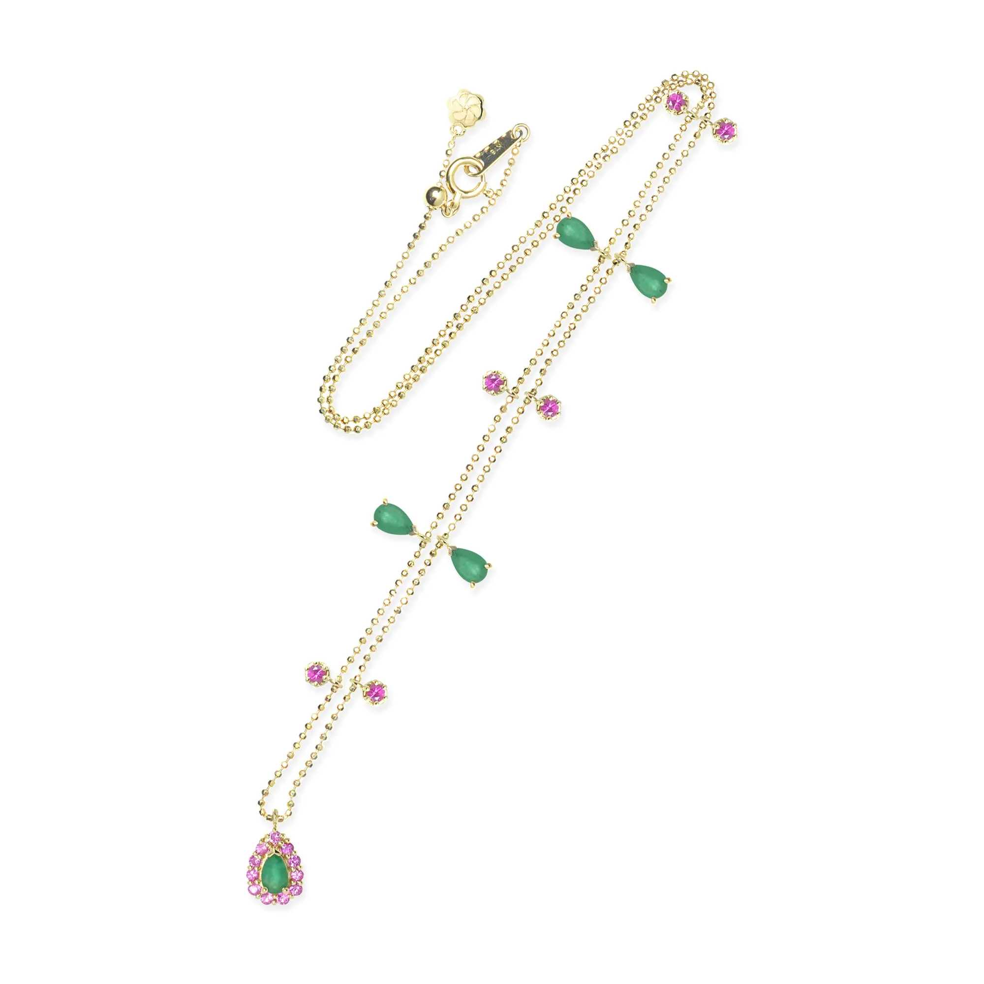 Gemstone 18K Teardrop Charm Necklace