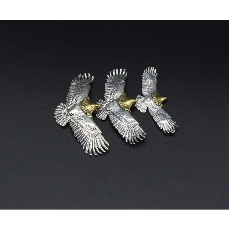 Genuine Solid Silver 925 Eagle Pendant Charms For Necklace Bracelet Men Women Indian Vintage Style Gold Head Designer Jewelry