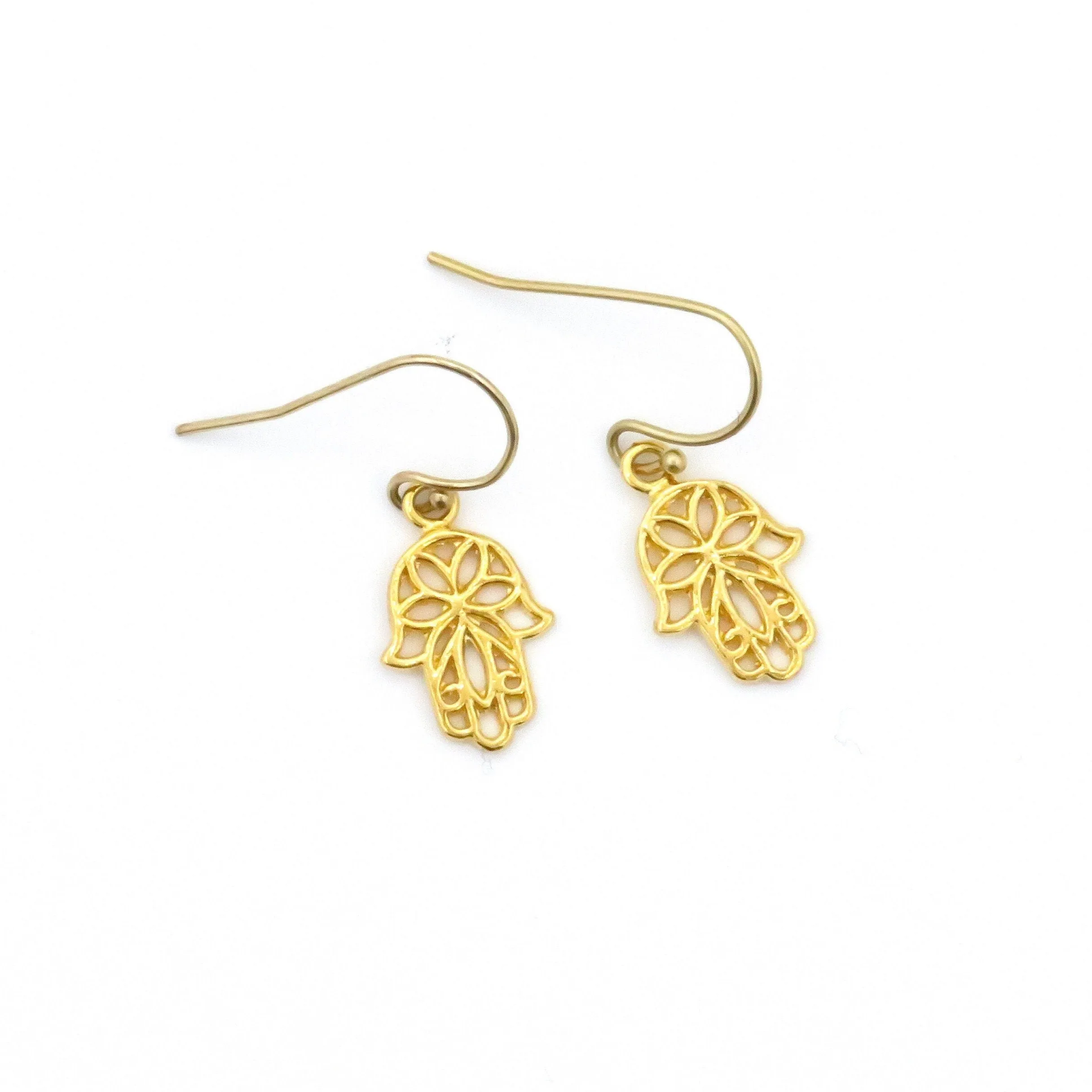 Gold Floral Hamsa Earrings