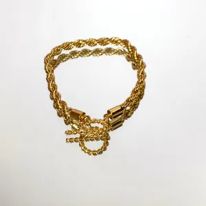 Gold Tone Rope Chain Toggle Bracelet