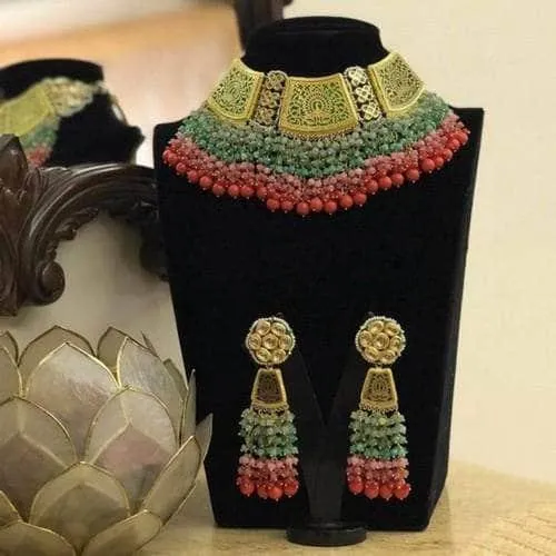 Golden Stencil Meena Multi Layered Coral Set