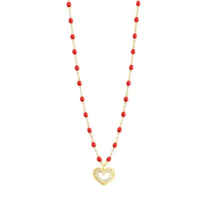 Heart Supreme Classic Gigi Poppy diamond necklace, Yellow Gold, 16.5"