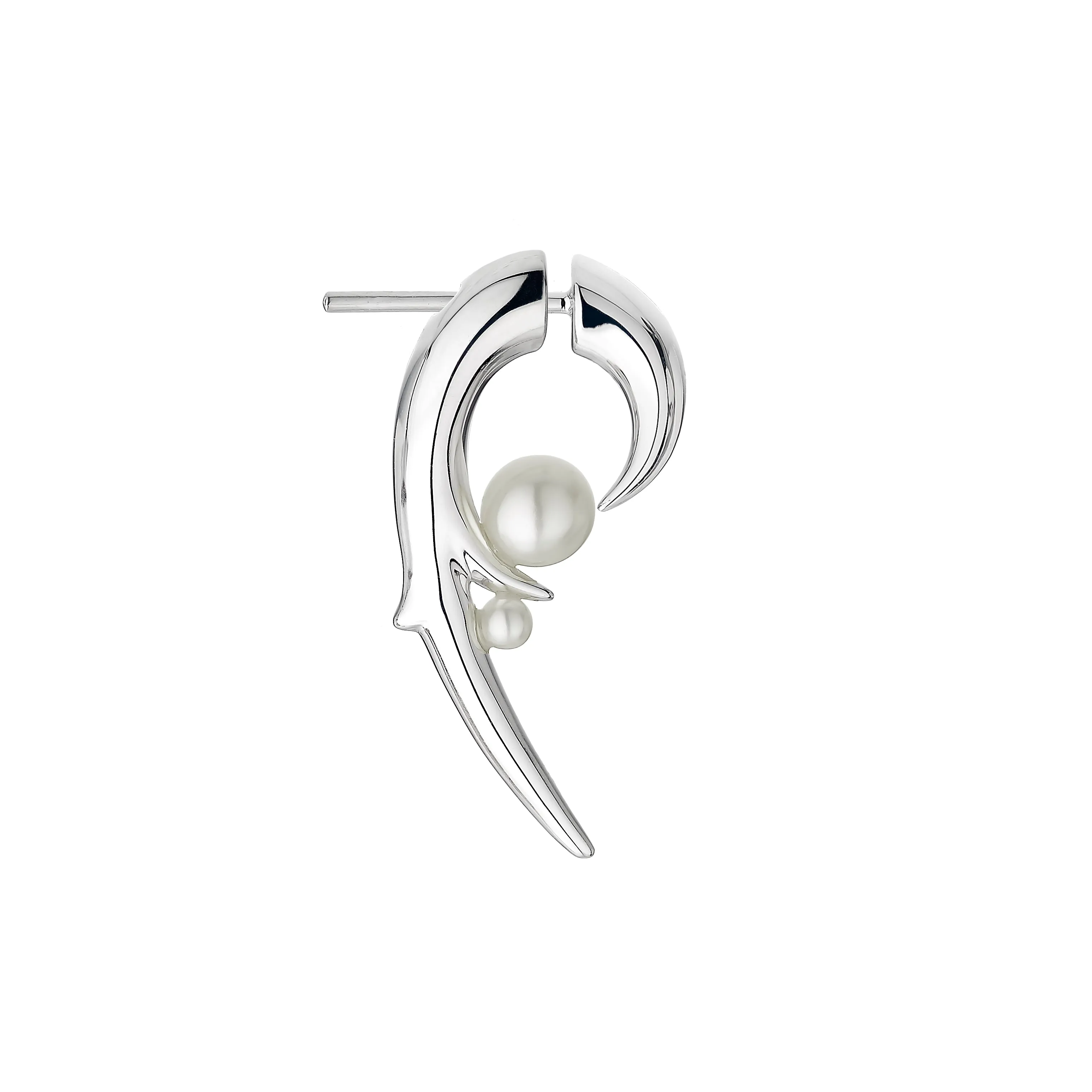 Hooked Pearl Earrings - Silver