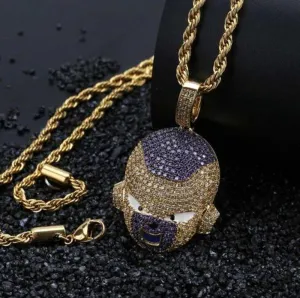 Iced Out Golden Frieza Final Form Pendant Necklace