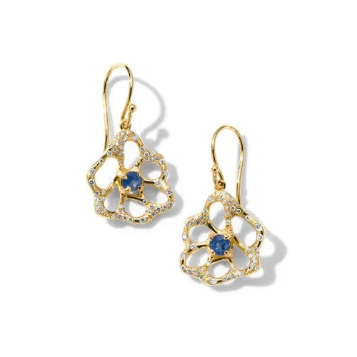 Ippolita 18K Yellow Gold Stardust Drizzle Flora Small Drop Earrings in Blue Sapphire with Diamond