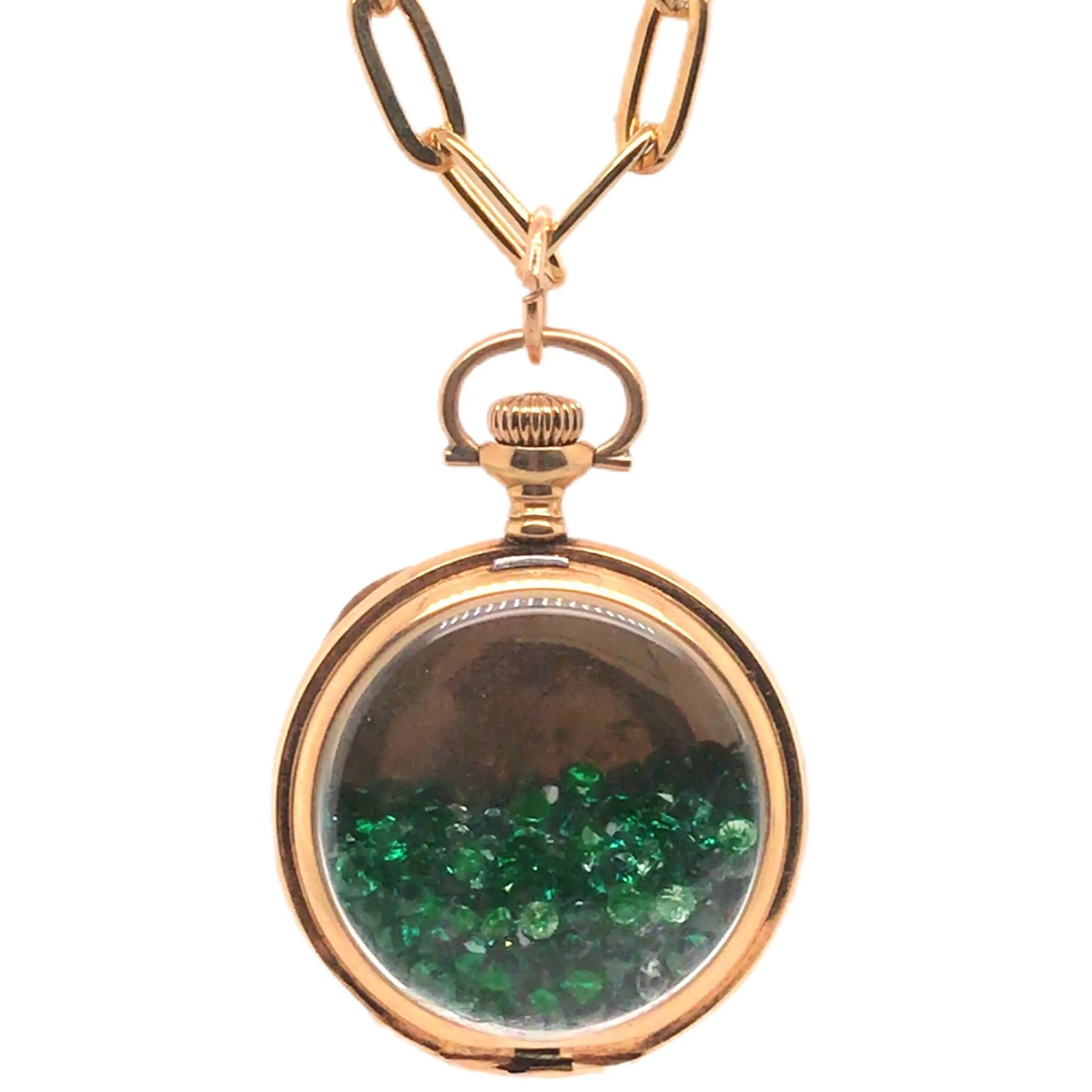 Lab Colored Stones Pocket Watch Shaker Necklaces