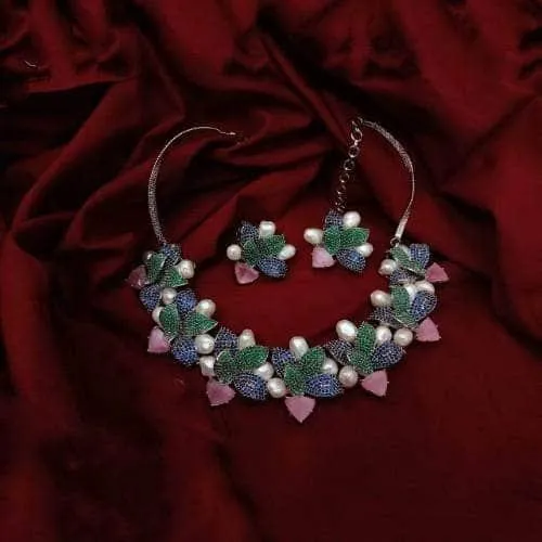 Leaf Ad Baroque Necklace And Earring Set