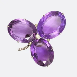 Mid-Victorian Amethyst & Diamond Clover Pendant