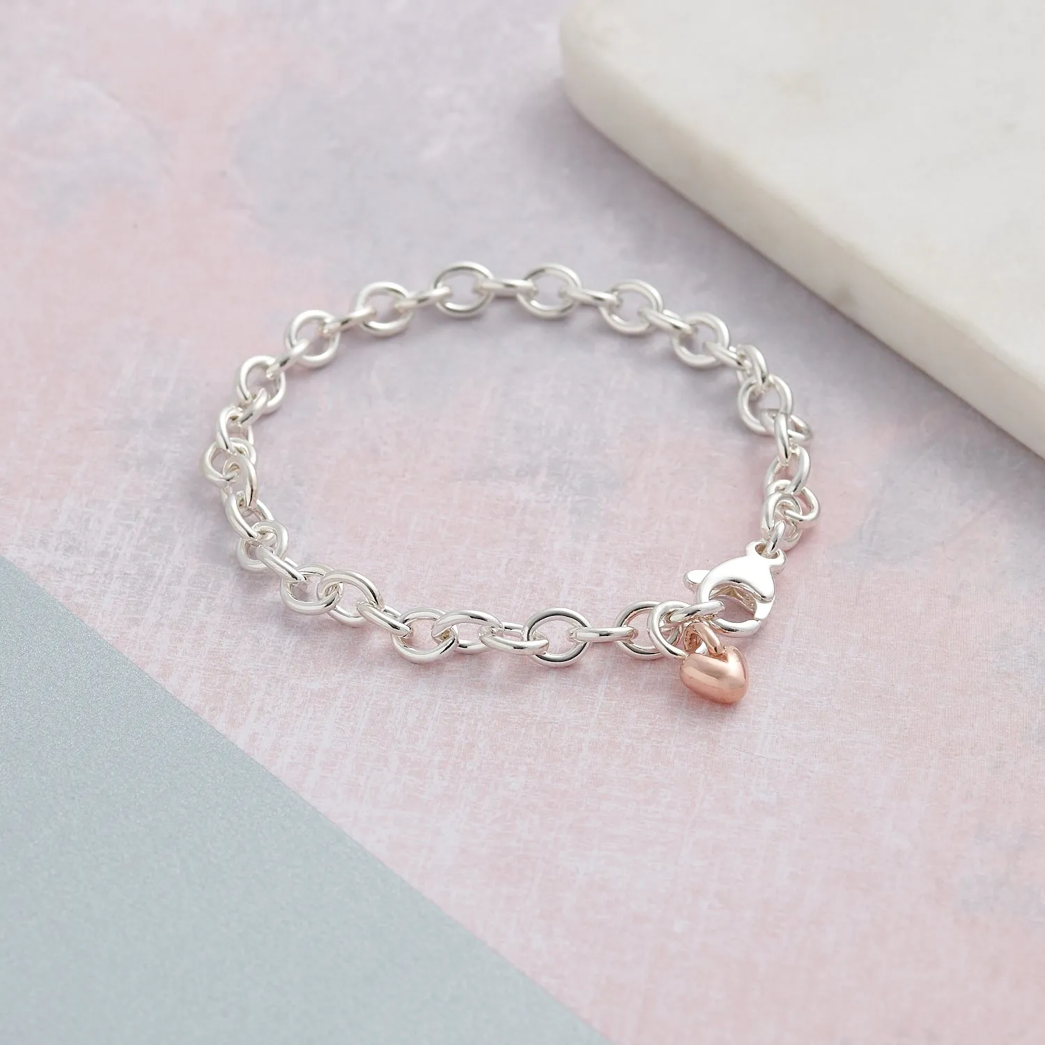 Mini Lifetime Rose Gold Heart Charm Bracelet